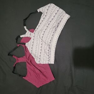 Stylish Bralettes Set - Patterned and Pink